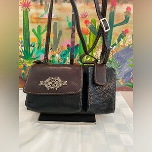 Brighton Leather Mini Crossbody, multiple compartments, Black & Brown